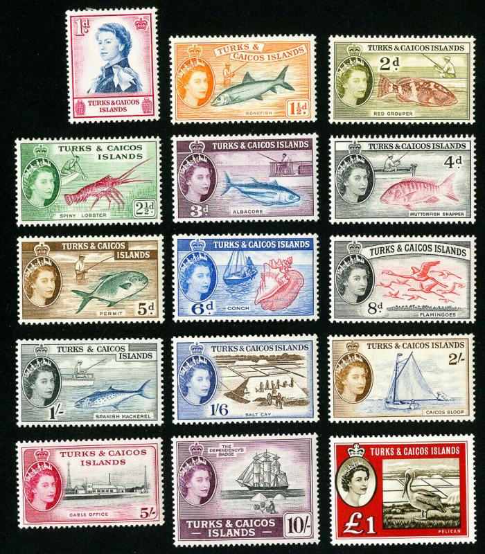 Turks & Caicos Stamps # 121-35 VF OG H Set of 15 Scott Value $112.65