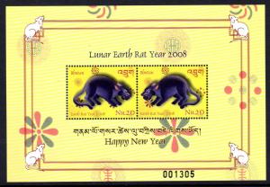 Bhutan 2008 Year of the Earth Rat souvenir sheet