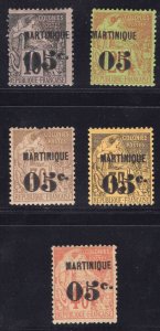 MOMEN: FRENCH COLONIES MARTINIQUE SC #12-16 MINT OG H LOT #65876