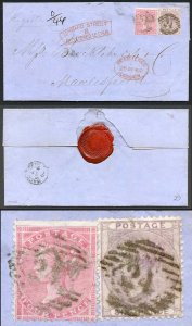 6d and 4d on cover with Lombard Street/B/Registered Letter Handstamp