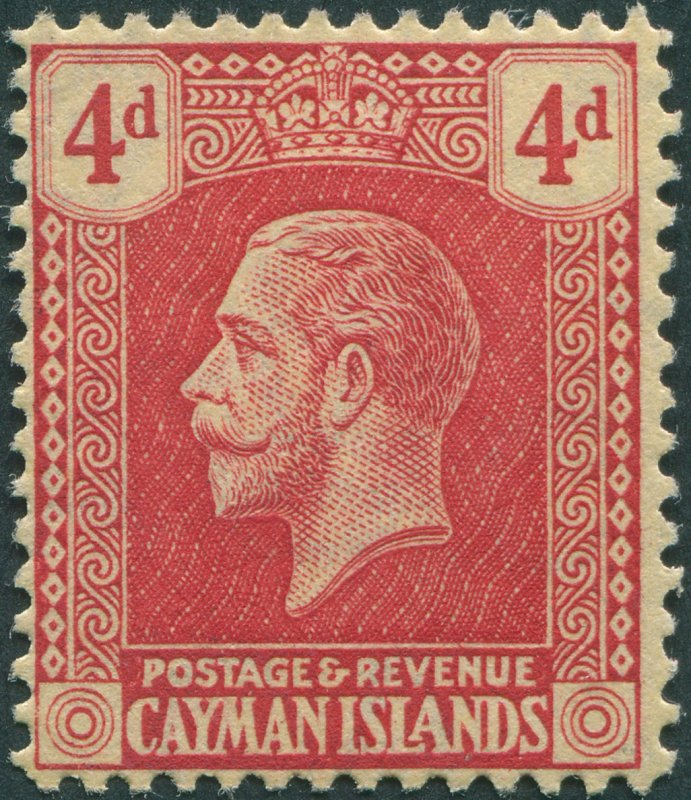 Cayman Islands 1922 4d red on yellow paper SG62 unused