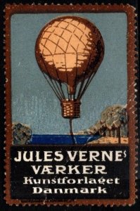 Vintage Denmark Poster Stamp Jules Verne's Works Kunstforlaget Danmark