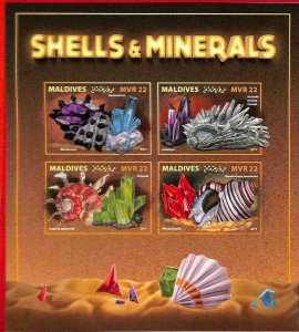 A2072 - MALDIVES, ERROR: IMPERF, MINI S - 2017, Seashells, Marine Life, Minerals 