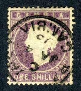 Gambia 1886 QV. 1s violet. Used. SG35.