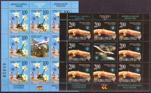 Bosnia / Serbian Post 2000 Nature Protection Flowers Marine Life 2 sheets MNH