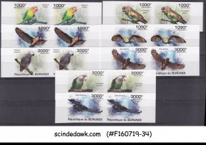 BURUNDI - 2011 BIRDS PARROTS OWL - 8V PAIR MNH IMPERF