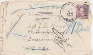 United States A.E.F. World War I 3c Washington-Franklin 1918 Jetmore, Kans. t...