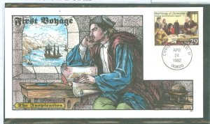 US 2620 1992 29c Seeking Queen Isabella's Support One Samp From a Series of 4 on an unaddressed Collin's Hand-color...