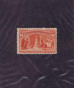 SC# 241 UNUSED HINGED $1 COLUMBIAN, ISABELLA JEWELS, 1893, DIST OG, F-VF.  