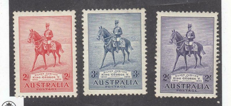 AUSTRALIA PP11 # 152-154 VF-MNH 1935  KGV ON HIS CHARGER ANZAC CAT VALUE $85