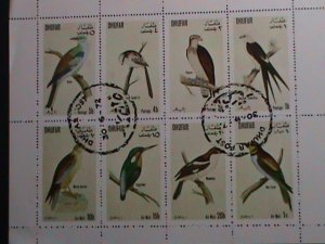 ​DHUFAR-1972  COLOFUL BEAUTIFUL LOVELY BIRDS-CTO S/S VF-EST.VALUE $10