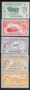 Falkland Islands  #122-126 Queen Elizabeth (MH)  CV $26.90