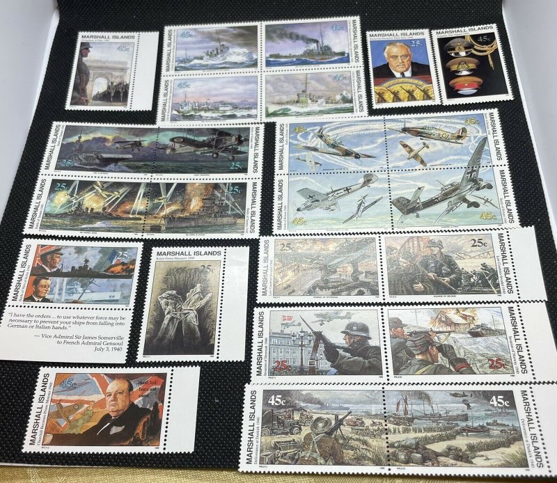 (24) 1990 Marshall Islands Stamps, 1940 WWII Events Themed, MNH