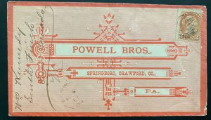 1885 Canada Advertising Cover To Powell Bros Springboro PA USA