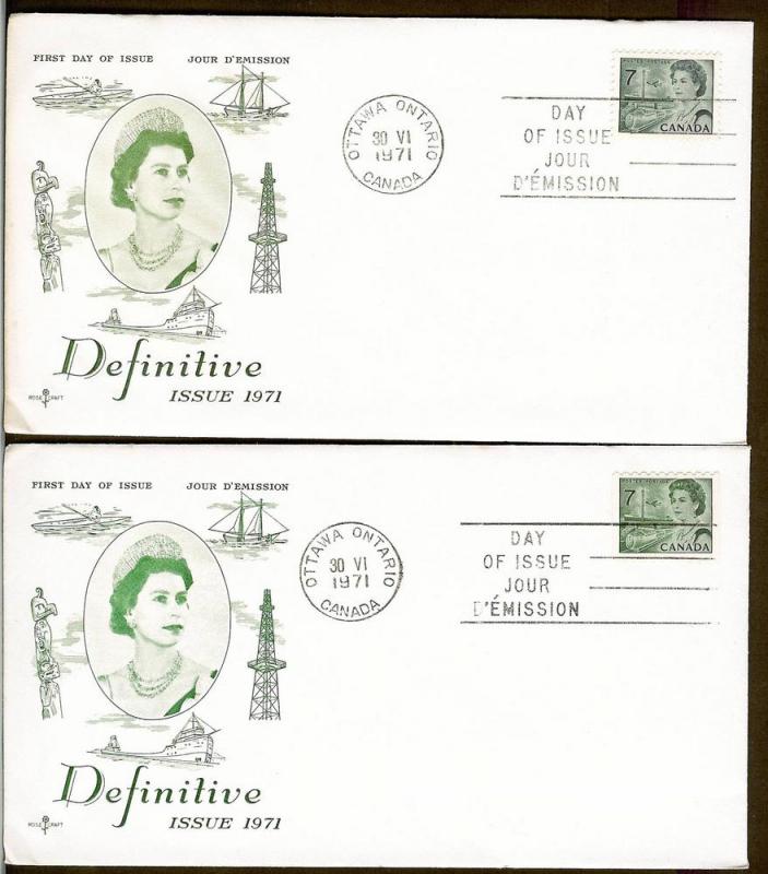 Canada 543 & 549 FDC. 1971, Centennial Definitive, Transp...