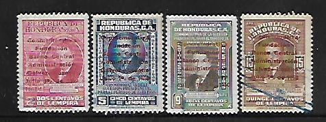 HONDURAS, C189-C192, USED, 1951 ISSUE OVPTD