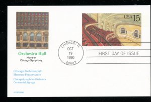 US UX152 15 cent Postal Card Chicago Orchestra Hall UA Fleetwood cachet FDC