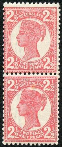 Queensland SG236 2 1/2d Rose U/M PAIR Cat 34++ pounds 