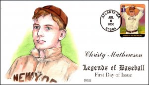 Scott 3408c 33 Cents Legends Of Baseball Christy M. Collins Hand Painted FDC