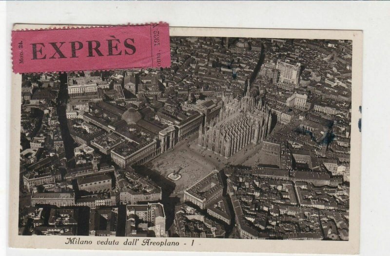 Italy 1934 Expres Milan from Air Pic Multiple Cancels & Stamps Postcard Rf 31038