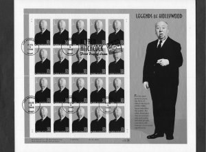 3226 Hitchcock, FDC sheet/20 on card suitable for framing