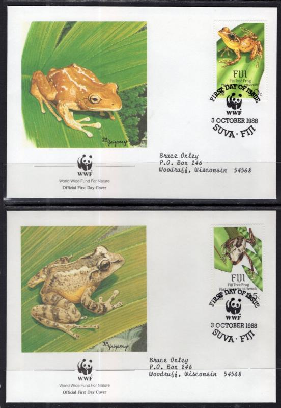 Fiji 591-594 Frogs Set of Four Typed FDC