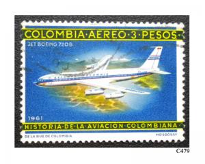 AIRMAIL STAMP FROM COLOMBIA 1965. SCOTT # C479. USED