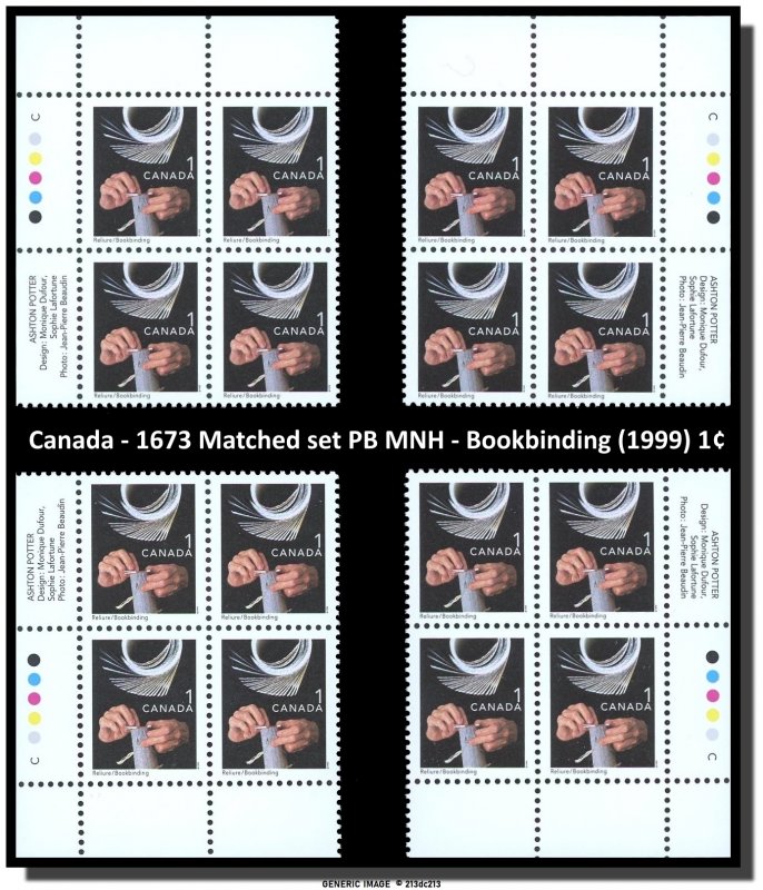 Canada - 1673 Matched set PB MNH - Bookbinding (1999) 1¢