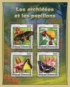 C A R - 2017 - Orchids and Butterflies - Perf 4v Sheet - Mint Never Hinged