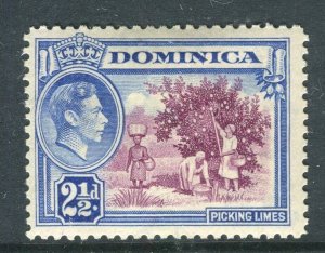 DOMINICA; 1938 early GVI Pictorial issue Mint hinged Shade of 2.5d. value