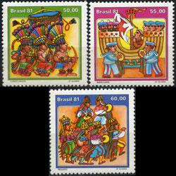 BRAZIL 1981 - Scott# 1756-8 Reisado Dancers Set of 3 NH