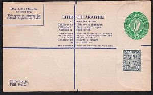 IRELAND 1/5d registered envelope uprated 4d - unused.......................A5641