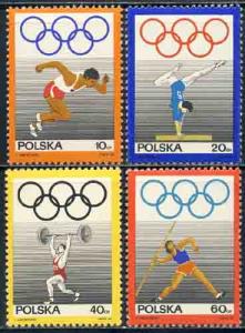 Poland 1969 Sc 1646-9 Javelin Gymnast Olympic Stamp MNH