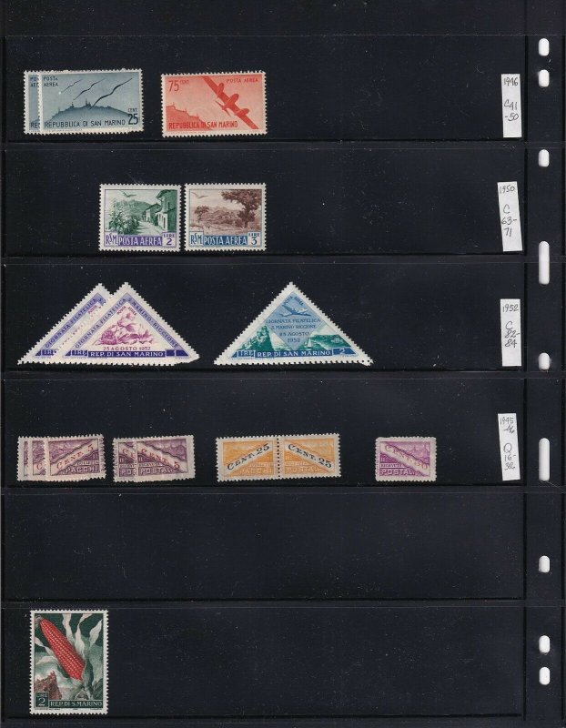 ITALY SAN MARINO 4 STOCK PAGES COLLECTION LOT 88 STAMPS SOME NH U/M