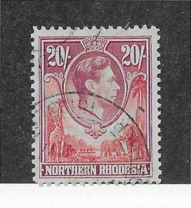 Northern Rhodesia Sc #45   20sh  used VF