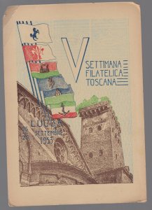 1953 Tuscany Italy Postcard cover Philatelic Settimana Toscana cinderella