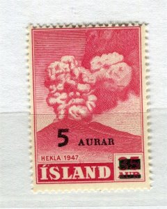 ICELAND; 1948 early Hekla Volcano surcharged issue Mint hinged 5a. value