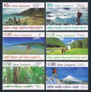 New Zealand 1602-1607,MNH. Scenic Walks,1999.West Ruggedy Beach,Ice Lake,Tonga