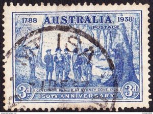 AUSTRALIA 1937 3d Bright Blue 150th Anniv of Foundation of NSW SG194 FU