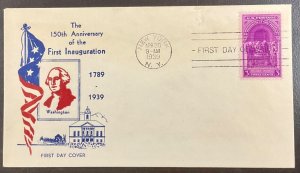 854 Holland cachet Washington Inaugural FDC 1939