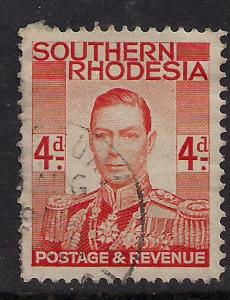 Southern Rhodesia 1937 KGV1 4d used Stamp SG 43 (844