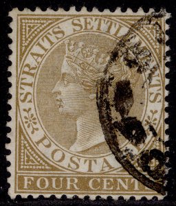 MALAYSIA - Straits Settlements QV SG64b, 4c deep brown, FINE USED.