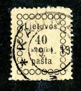 1918 Lithuania  Sc# 7 used cv. $25 ( 1642 WX )