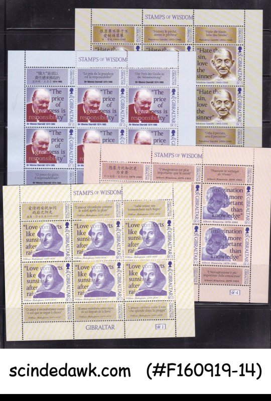 GIBRALTAR 1998 STAMPS OF WISDOM GANDHI CHURCHILL EINSTEIN SET OF 4 MIN/SHT MNH