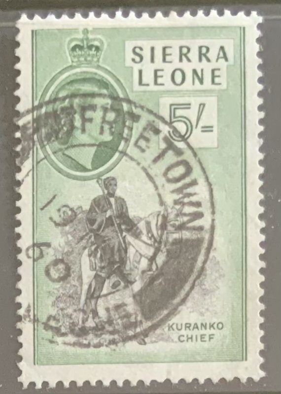 SIERRA LEONE 1956 DEFINITIVES 5/- SG220 FINE USED