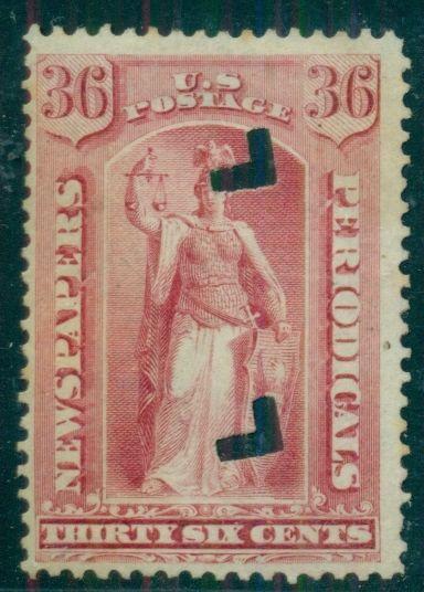 US #PR18 36¢ rose, used w/punch cancel, Scott $150.00