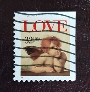 US Scott # 3030; 32c used Love booklet stamp, 1996; VF+ centering