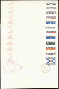 Canada ~ #821-32 ~ Provincial Flags ~ Set of 12 FDCs