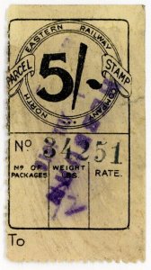 (I.B) North Eastern Railway : Parcel Stamp 5/- (Hebburn)