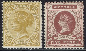 VICTORIA 1901 QV POSTAGE 4D AND 5D WMK V/CROWN PERF 12½